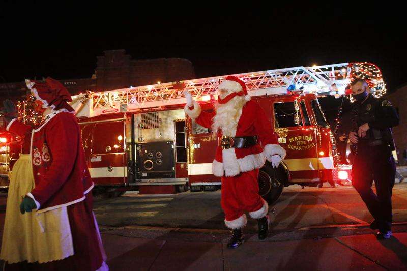 Santa arrives in Marion’s City Square Park on Friday