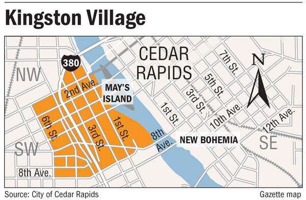 Cedar Rapids' area across river from downtown now Kingston Village