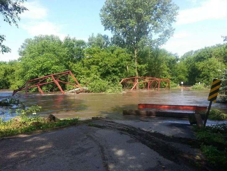 One of two historic Bertram, Iowa bridges washed into Big Creek