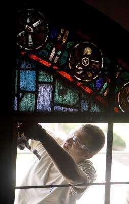 Grant Wood's window masterpiece on display during Cedar Rapids festival