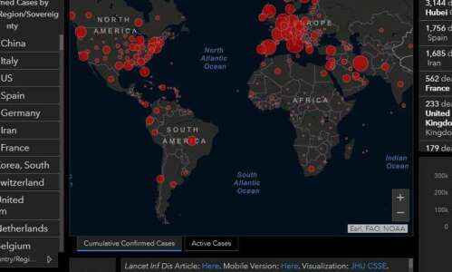 Coronavirus world map data dashboard