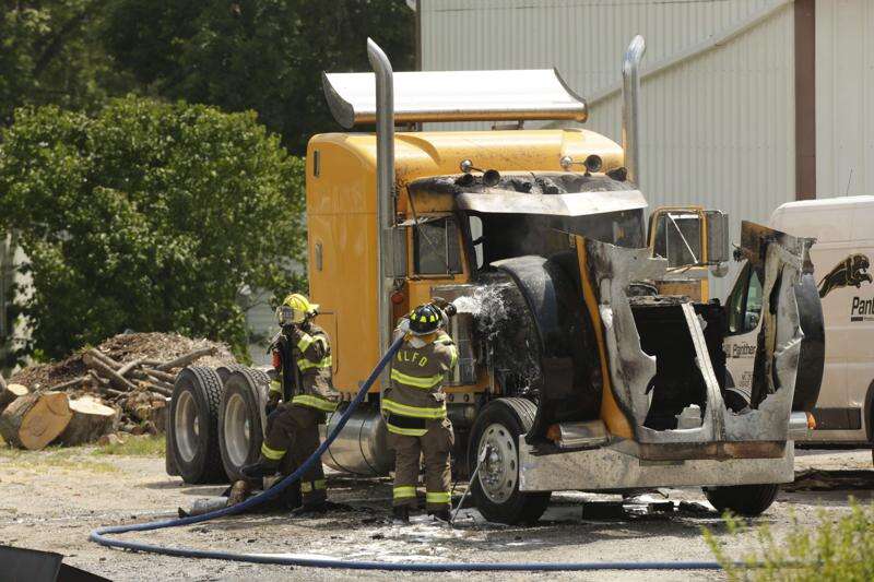 Fire damages tractor-trailer in North Liberty