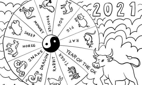 Coloring page: Ring in the Year of the Ox