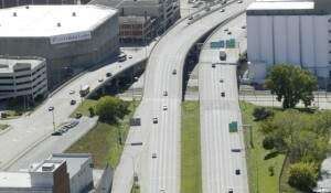 Northbound Interstate 380 down to one lane downtown today