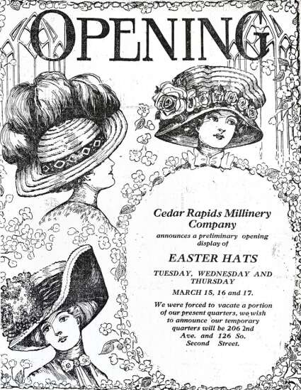 Women’s hat fashion led to jobs for milliners, large Cedar Rapids company
