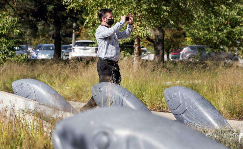‘Wellspring’ of art at Hancher as granite fish sculptures make their debut
