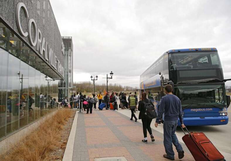 A ride home for many college students, Megabus pulling out of Iowa