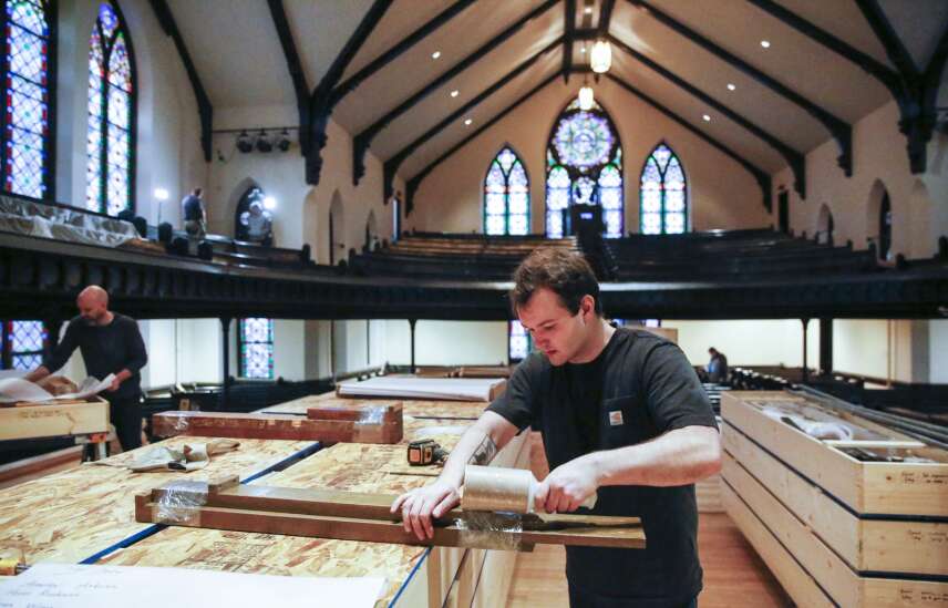 Cornell College removing organ pipes for derecho cleanup