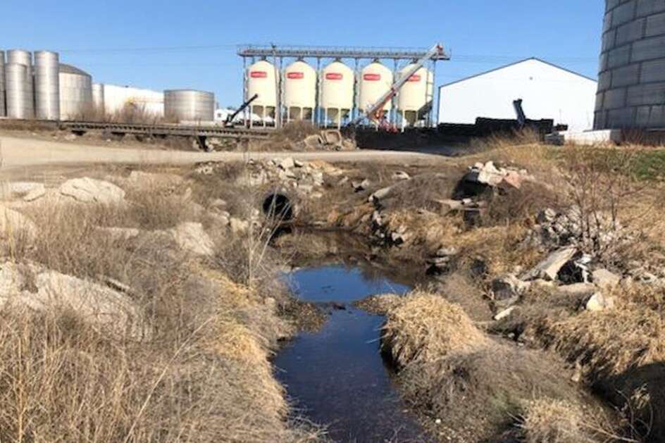 The  NEW Cooperative in Red Oak spilled about 265,000 gallons of liquid nitrogen fertilizer. (Photo courtesy of Iowa Department of Natural Resources)