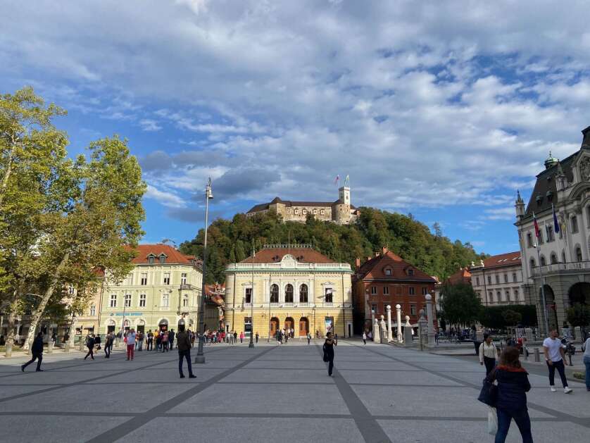 Ljubljana, Slovenia - Facade of the Emperial Gallery, a High End