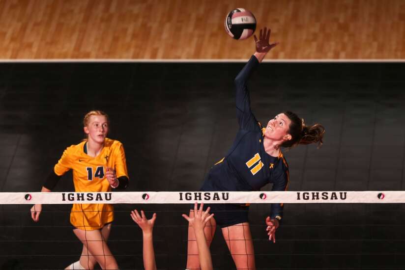 Photos: Burlington Notre Dame vs. Tri-Center in Iowa high school state volleyball tournament