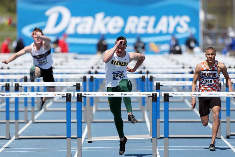 Drake Relays boys’ roundup: On his own or with his teammates, Kennedy’s Drew Bartels is tops