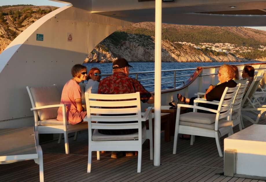 The top deck of the cruise boat offers scenic views of the Dalmatian Coast. (photo by Bob Sessions)