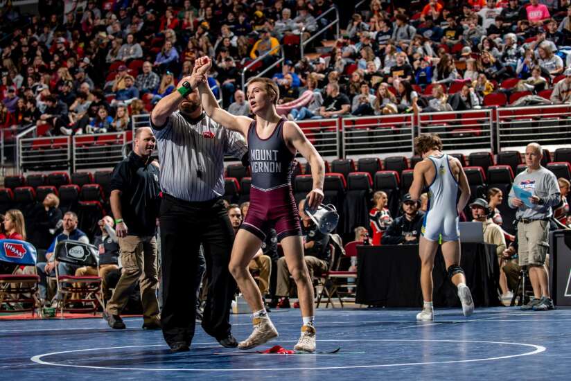West Delaware’s Cam Geuther never won in junior high, but now he’s a state wrestling finalist