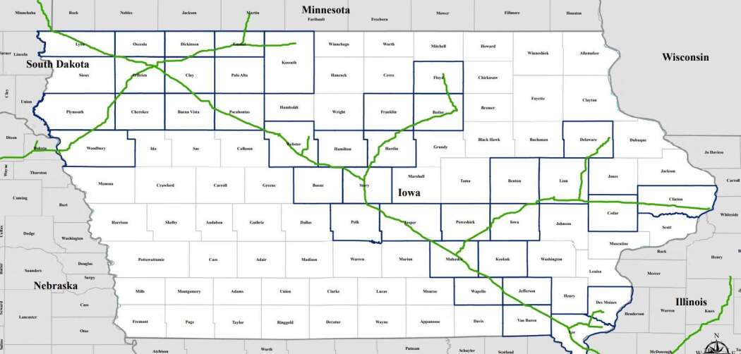 Carbon pipeline would go through Eastern Iowa