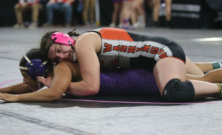 Girls wrestlers battle at state