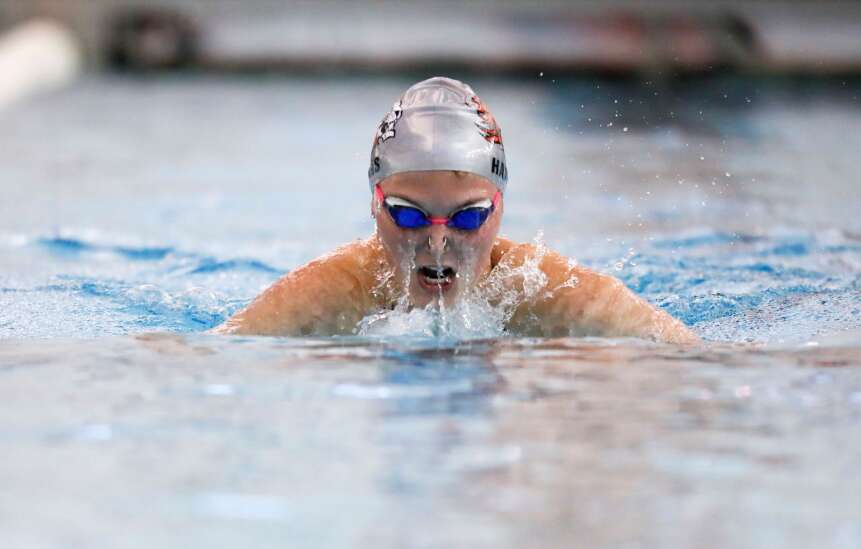 Photos: Linn-Mar triangular, Iowa high school girls’ swimming