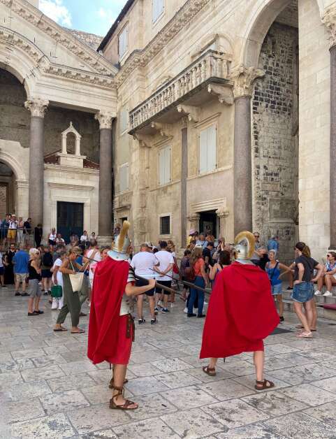 In the city of Split, Croatia, locals dressed as Roman soldiers recall the origins of Diocletian's Palace. (Bob Sessions)