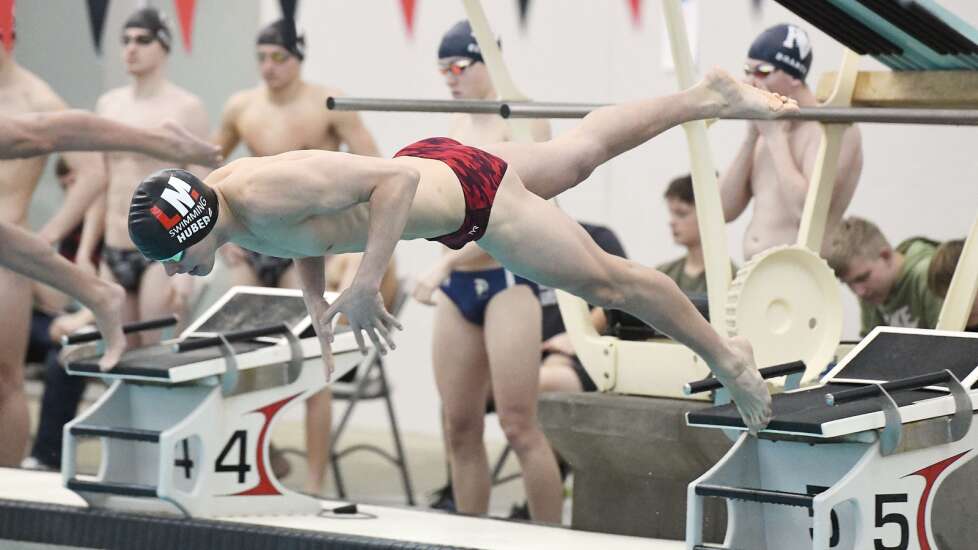 Linn-Mar freshman Hudson Huberg is already establishing himself as one of Iowa’s top swimmers