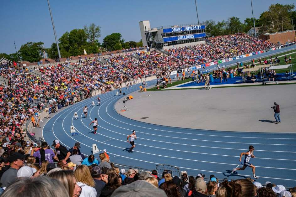 All three days of the 2023 Iowa high school state track and field meet featured record crowds. It was 10,214 Saturday, 40,567 for the weekend. (Nick Rohlman/The Gazette)