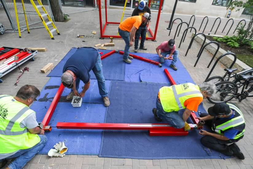 Iowa City Downtown District installs new interactive public art on Ped Mall