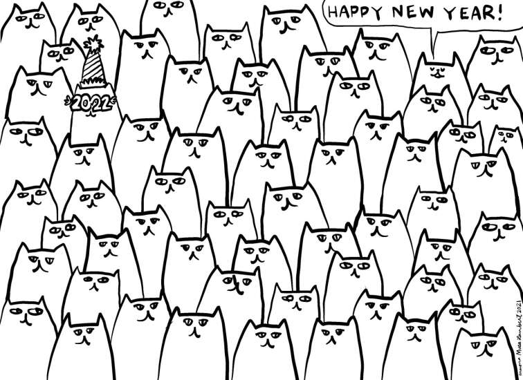 Happy ‘mew’ year: Color in these festive cats