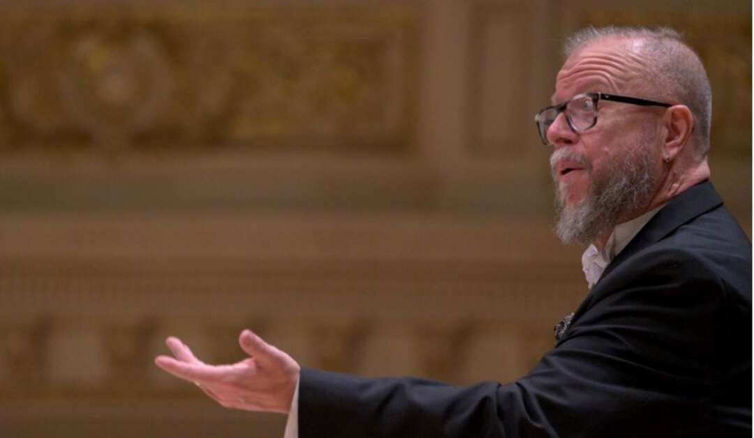 Bradley Barrett of Cedar Rapids, director of chorale activities for Chorale Midwest, makes his Carnegie Hall debut, conducting the chorale and its Chamber Singers in the venerated New York City landmark on March 13, 2023, at Carnegie Hall in New York City. (Courtesy of Bradley Barrett)