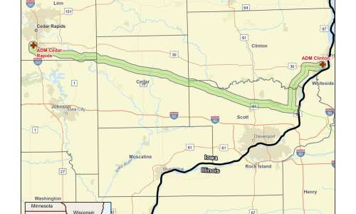Route released for proposed CO2 pipeline connecting ADM plants