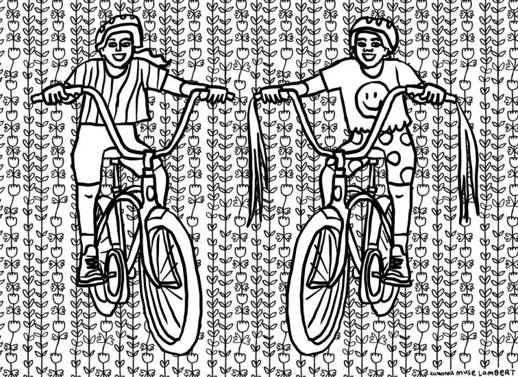 Print and color: Biking besties