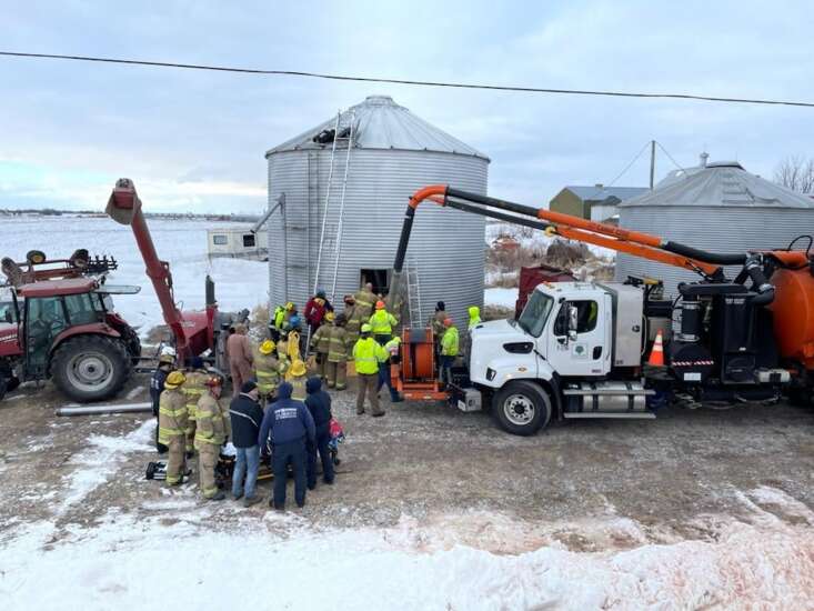 Firefighters rescue man from corn silo near Swisher