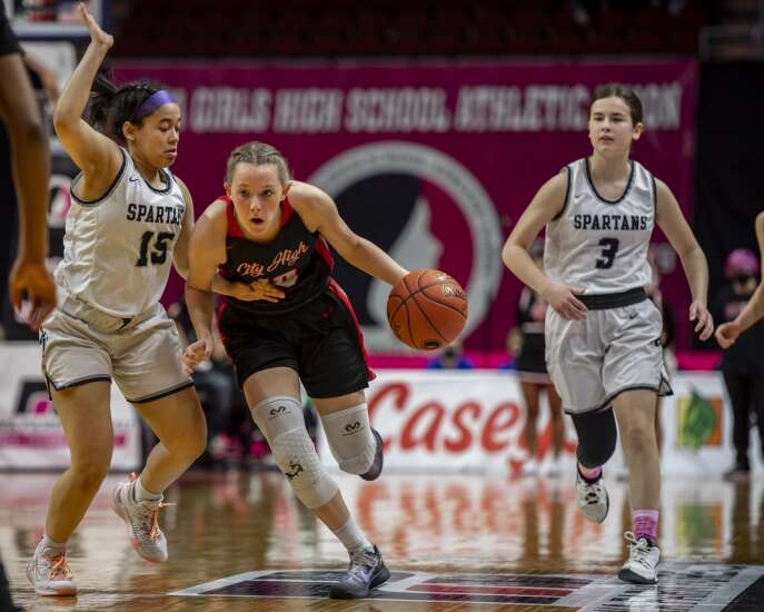 Pleasant Valley trips Iowa City High for girls’ state basketball breakthrough