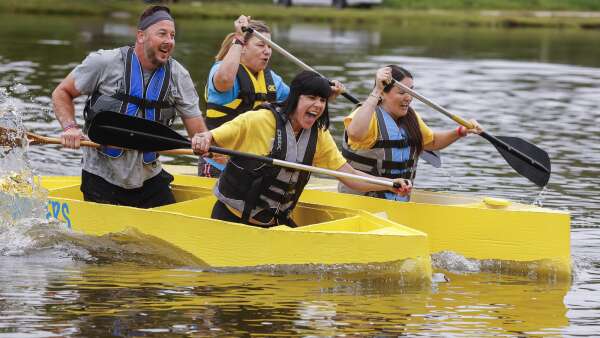 Cardboard boats return to Robbins Lake for C.R. Freedom Festival