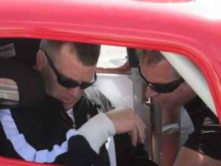 Ready for racing: Brands, Ironside run practice laps in legends race car (video)