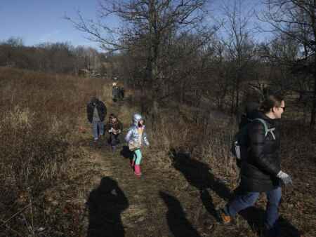 Unusually warm weather greets hikers on New Year’s Day trek through Solon’s nature preserve