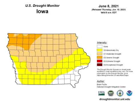 Nearly 90% of Iowa is at or near drought