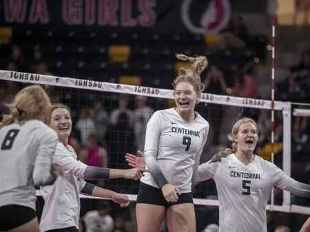 State volleyball photos: West Des Moines Dowling vs. Ankeny Centennial