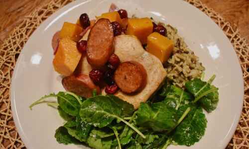 Chicken and sausage sheet-pan medley takes advantage of fall produce