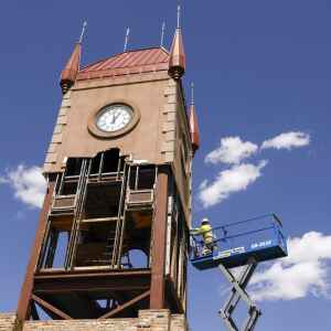Photo: Czech Village Clock Tower renovation begins