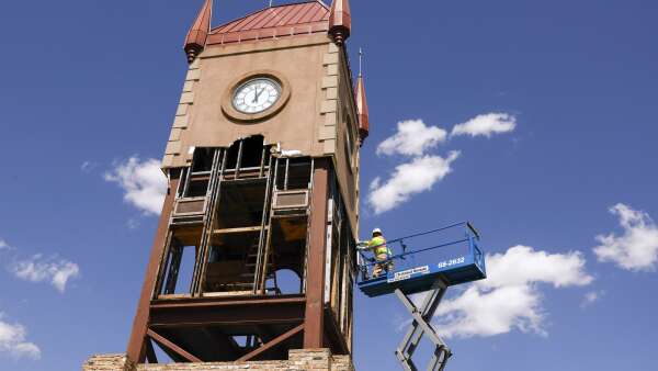 Photo: Czech Village Clock Tower renovation begins