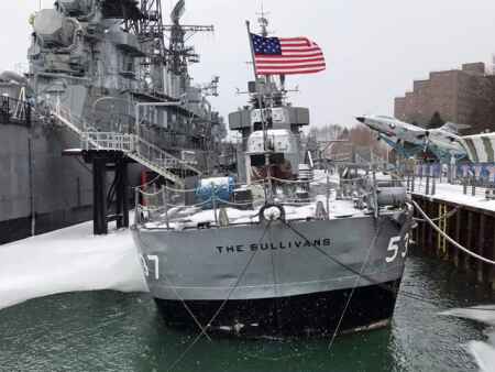 U.S. Navy destroyer honoring Waterloo’s Sullivan brothers taking on water