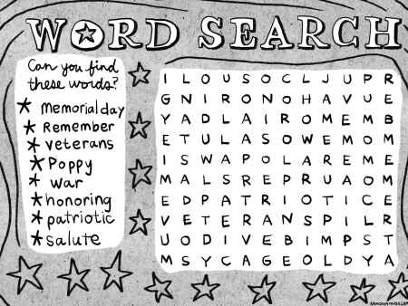 Print & color: Memorial Day word search