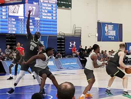 Tyler Cook didn’t fall against 7-foot-7 Tacko Fall at NBA Combine