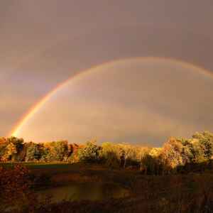 Double rainbow over Ely