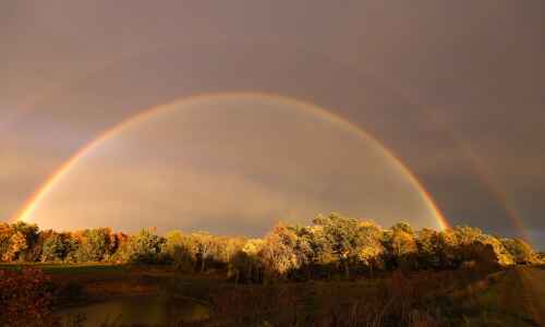 Double rainbow over Ely