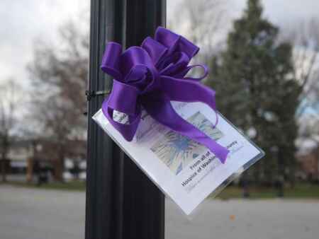Purple ribbons appear around downtown Washington