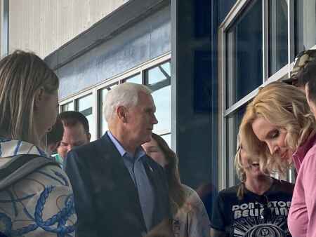 Mike Pence takes in a Cedar Rapids Kernels ballgame