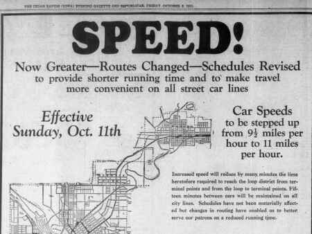 A 1931 ad for streetcars in Cedar Rapids and Marion