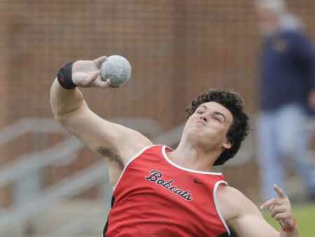 This time, William Blaser prevails in 4A shot put