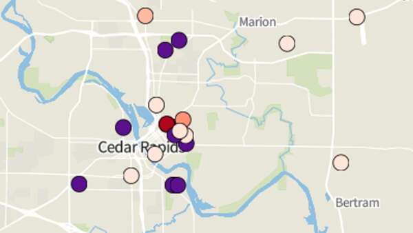 Map: Gun crimes in Cedar Rapids, Marion, other Linn County locations during June 2023