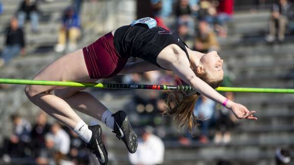 Two schools, two school records in the high jump for Sydney Maue
